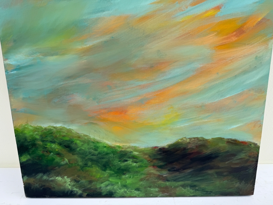 Gerrit Greve (1948-2024, Cardiff by the Sea, CA) Original Abstract Plein Air Landscape Acrylic Painting On Canvas Titled 'Mindscape 010' 4' X 2' 2004 Signed Verso Retails $2,400 Estimate $1,000-$2,000 [Photo 3]