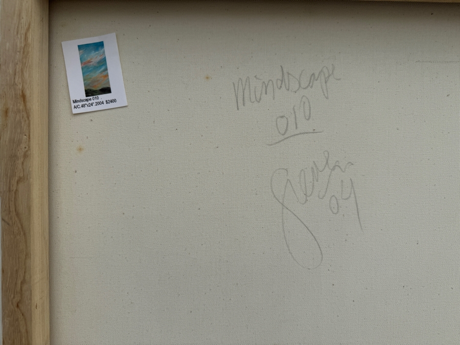 Gerrit Greve (1948-2024, Cardiff by the Sea, CA) Original Abstract Plein Air Landscape Acrylic Painting On Canvas Titled 'Mindscape 010' 4' X 2' 2004 Signed Verso Retails $2,400 Estimate $1,000-$2,000 [Photo 10]