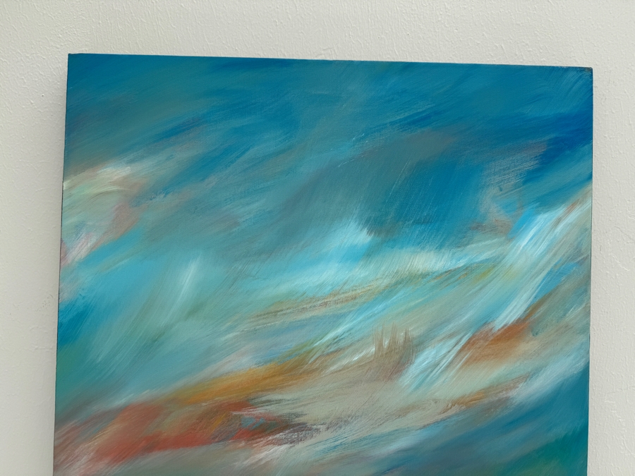 Gerrit Greve (1948-2024, Cardiff by the Sea, CA) Original Abstract Plein Air Landscape Acrylic Painting On Canvas Titled 'Mindscape 010' 4' X 2' 2004 Signed Verso Retails $2,400 Estimate $1,000-$2,000 [Photo 7]