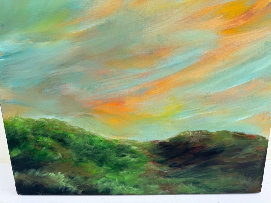 Gerrit Greve (1948-2024, Cardiff by the Sea, CA) Original Abstract Plein Air Landscape Acrylic Painting On Canvas Titled 'Mindscape 010' 4' X 2' 2004 Signed Verso Retails $2,400 Estimate $1,000-$2,000 [Photo 4]