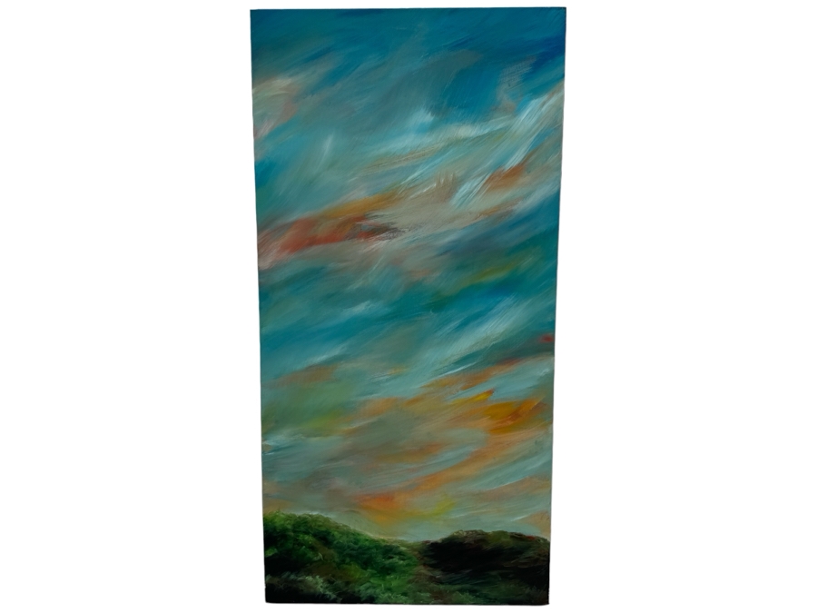 Gerrit Greve (1948-2024, Cardiff by the Sea, CA) Original Abstract Plein Air Landscape Acrylic Painting On Canvas Titled 'Mindscape 010' 4' X 2' 2004 Signed Verso Retails $2,400 Estimate $1,000-$2,000 [Photo 1]