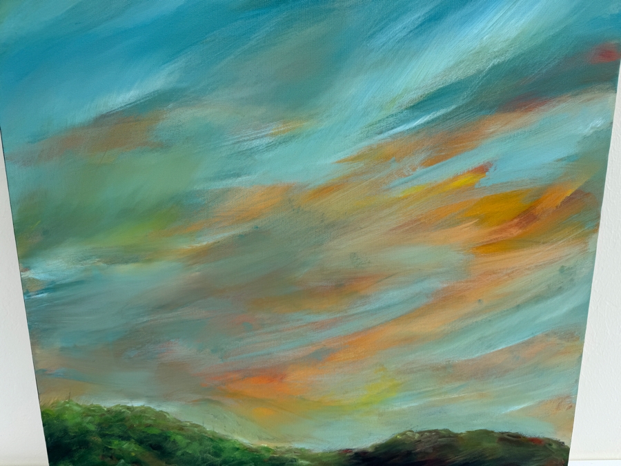 Gerrit Greve (1948-2024, Cardiff by the Sea, CA) Original Abstract Plein Air Landscape Acrylic Painting On Canvas Titled 'Mindscape 010' 4' X 2' 2004 Signed Verso Retails $2,400 Estimate $1,000-$2,000 [Photo 5]