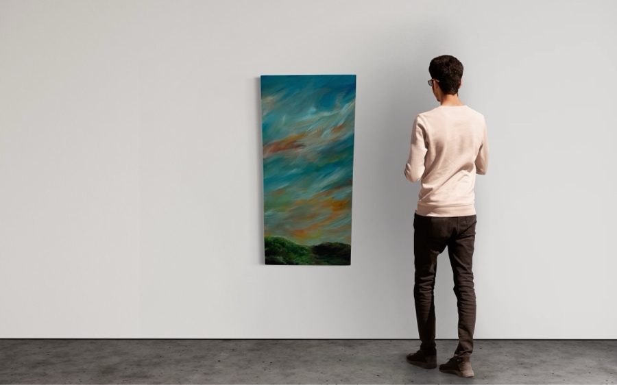 Gerrit Greve (1948-2024, Cardiff by the Sea, CA) Original Abstract Plein Air Landscape Acrylic Painting On Canvas Titled 'Mindscape 010' 4' X 2' 2004 Signed Verso Retails $2,400 Estimate $1,000-$2,000 [Photo 2]