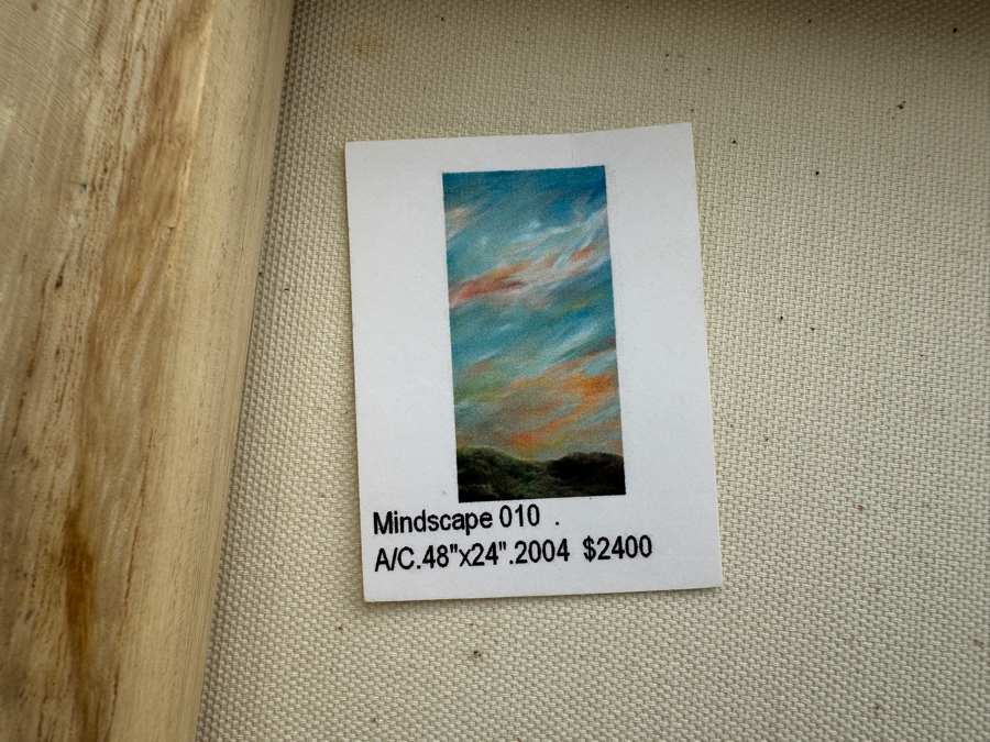 Gerrit Greve (1948-2024, Cardiff by the Sea, CA) Original Abstract Plein Air Landscape Acrylic Painting On Canvas Titled 'Mindscape 010' 4' X 2' 2004 Signed Verso Retails $2,400 Estimate $1,000-$2,000 [Photo 11]