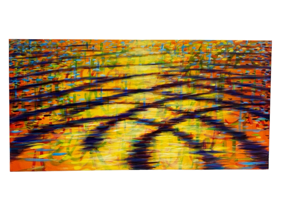 Gerrit Greve (1948-2024, Cardiff by the Sea, CA) Original Abstract Ripple Acrylic Painting On Canvas Titled 'Peace' 2019 Signed Verso 4' X 2' Estimate $1,000-$2,000 [Photo 1]