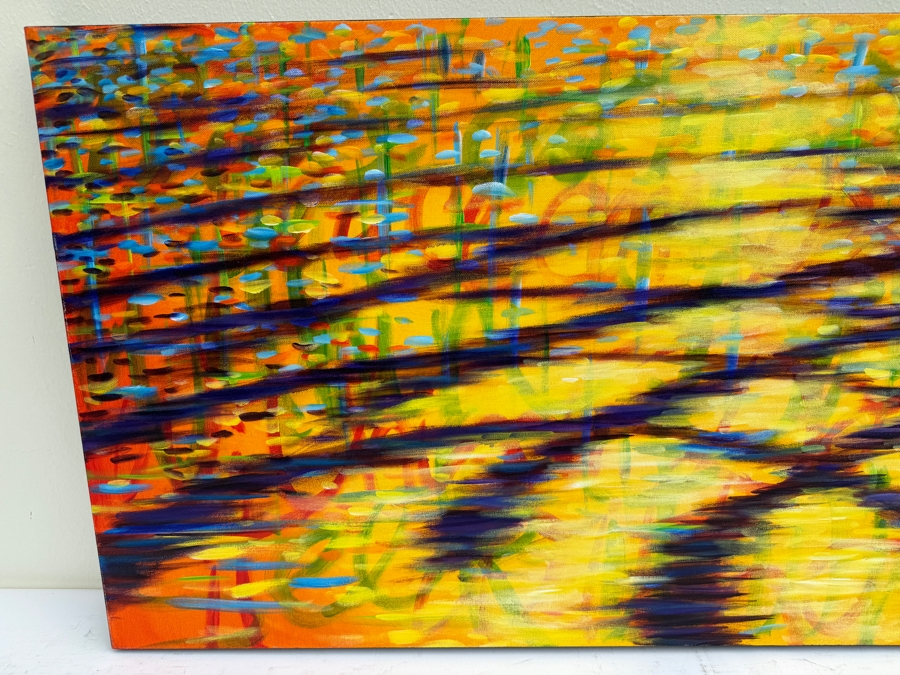 Gerrit Greve (1948-2024, Cardiff by the Sea, CA) Original Abstract Ripple Acrylic Painting On Canvas Titled 'Peace' 2019 Signed Verso 4' X 2' Estimate $1,000-$2,000 [Photo 4]