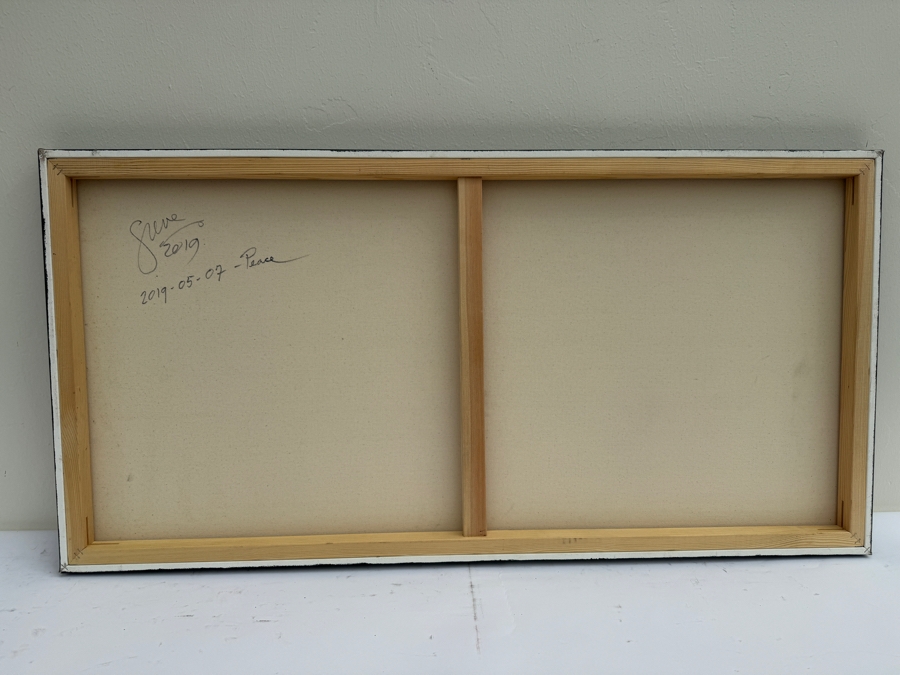 Gerrit Greve (1948-2024, Cardiff by the Sea, CA) Original Abstract Ripple Acrylic Painting On Canvas Titled 'Peace' 2019 Signed Verso 4' X 2' Estimate $1,000-$2,000 [Photo 7]