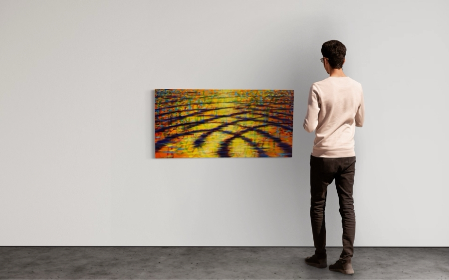 Gerrit Greve (1948-2024, Cardiff by the Sea, CA) Original Abstract Ripple Acrylic Painting On Canvas Titled 'Peace' 2019 Signed Verso 4' X 2' Estimate $1,000-$2,000 [Photo 2]