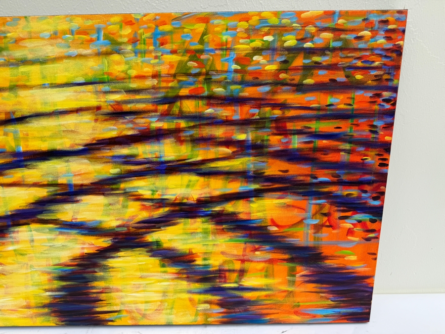 Gerrit Greve (1948-2024, Cardiff by the Sea, CA) Original Abstract Ripple Acrylic Painting On Canvas Titled 'Peace' 2019 Signed Verso 4' X 2' Estimate $1,000-$2,000 [Photo 5]