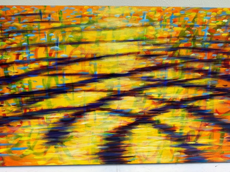 Gerrit Greve (1948-2024, Cardiff by the Sea, CA) Original Abstract Ripple Acrylic Painting On Canvas Titled 'Peace' 2019 Signed Verso 4' X 2' Estimate $1,000-$2,000 [Photo 3]