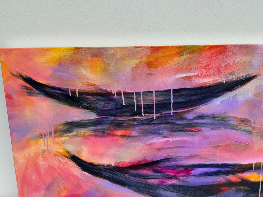 Gerrit Greve (1948-2024, Cardiff by the Sea, CA) Original Abstract Ships At Sea Acrylic Painting On Canvas 2023 Signed Verso 4' X 2' Estimate $1,000-$2,000 [Photo 5]