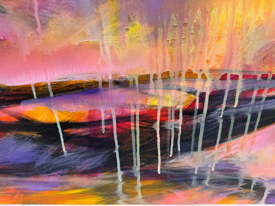 Gerrit Greve (1948-2024, Cardiff by the Sea, CA) Original Abstract Ships At Sea Acrylic Painting On Canvas 2023 Signed Verso 4' X 2' Estimate $1,000-$2,000 [Photo 6]