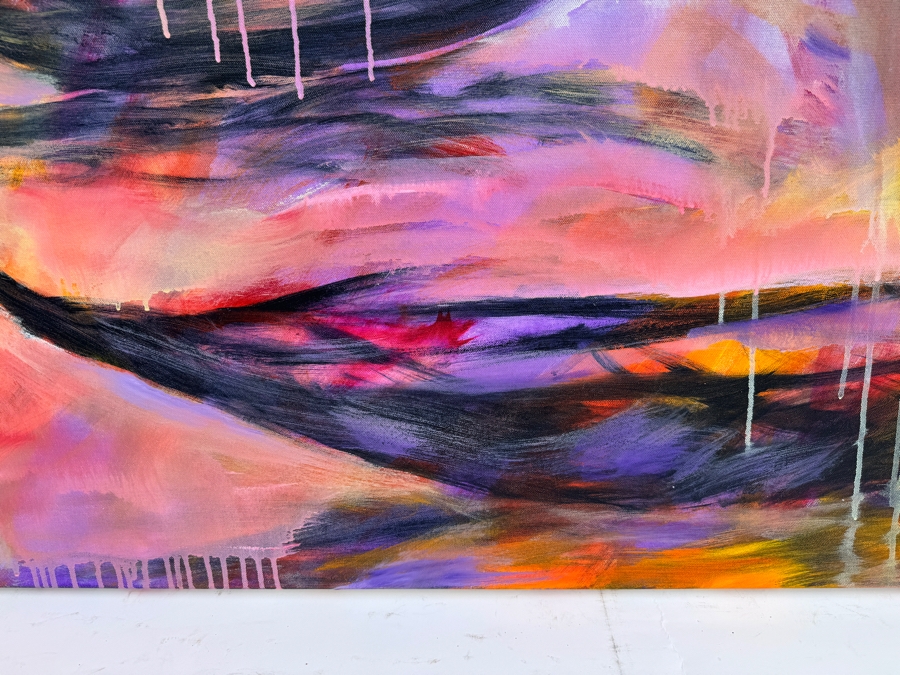 Gerrit Greve (1948-2024, Cardiff by the Sea, CA) Original Abstract Ships At Sea Acrylic Painting On Canvas 2023 Signed Verso 4' X 2' Estimate $1,000-$2,000 [Photo 3]