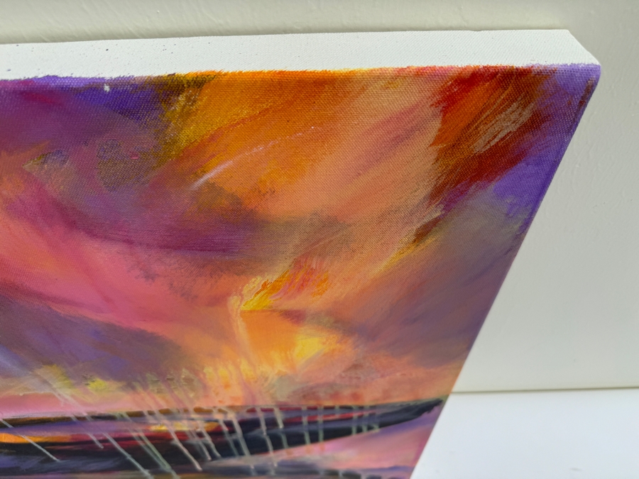 Gerrit Greve (1948-2024, Cardiff by the Sea, CA) Original Abstract Ships At Sea Acrylic Painting On Canvas 2023 Signed Verso 4' X 2' Estimate $1,000-$2,000 [Photo 7]