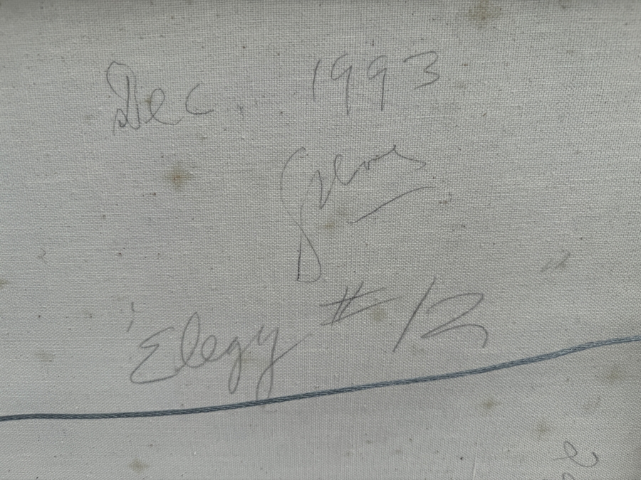 Gerrit Greve (1948-2024, Cardiff by the Sea, CA) Original Boat On Shore Acrylic Painting On Canvas Titled 'Elegy #12' 1993 Signed Verso 4' X 2' Estimate $1,000-$2,000 [Photo 11]