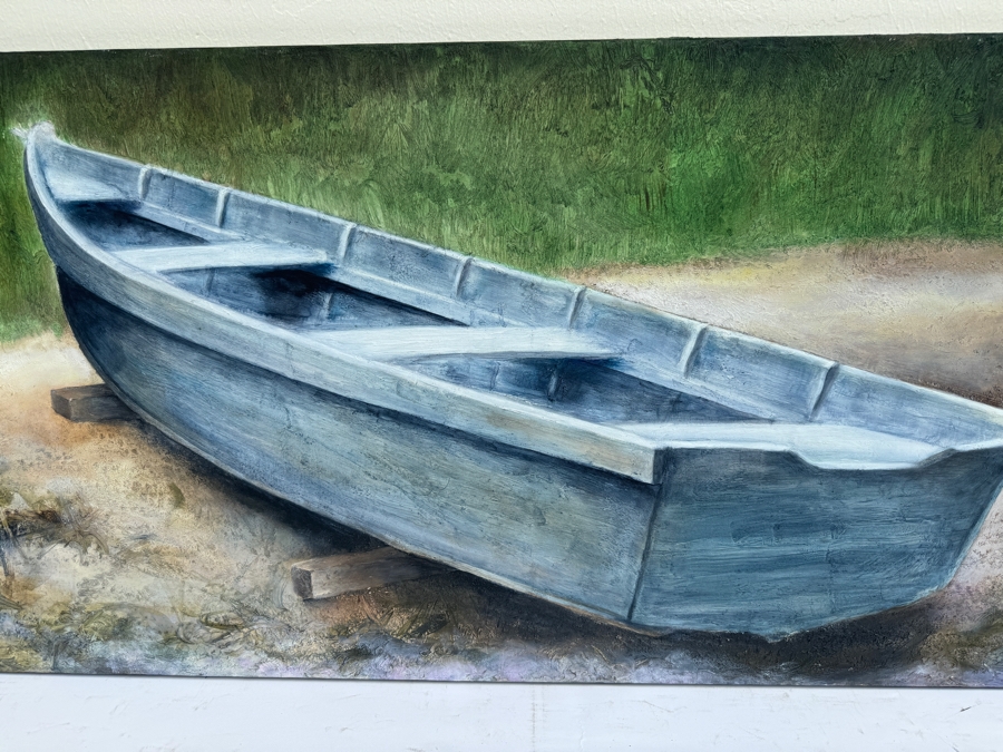 Gerrit Greve (1948-2024, Cardiff by the Sea, CA) Original Boat On Shore Acrylic Painting On Canvas Titled 'Elegy #12' 1993 Signed Verso 4' X 2' Estimate $1,000-$2,000 [Photo 6]