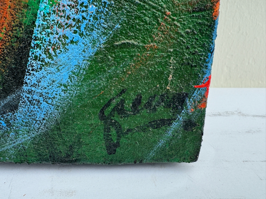 Gerrit Greve (1948-2024, Cardiff by the Sea, CA) Original Abstract Textured Ripples Diptych Mixed Media Acrylic Painting On Canvas Signed Front 4' X 30' Estimate $1,000-$2,000 [Photo 9]