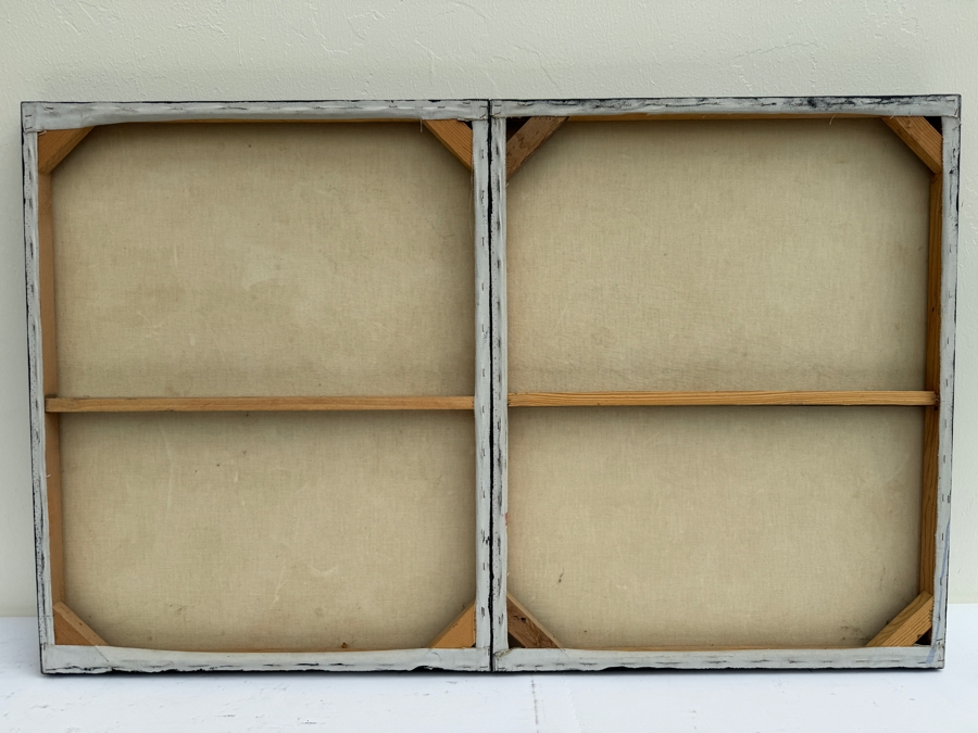 Gerrit Greve (1948-2024, Cardiff by the Sea, CA) Original Abstract Textured Ripples Diptych Mixed Media Acrylic Painting On Canvas Signed Front 4' X 30' Estimate $1,000-$2,000 [Photo 10]