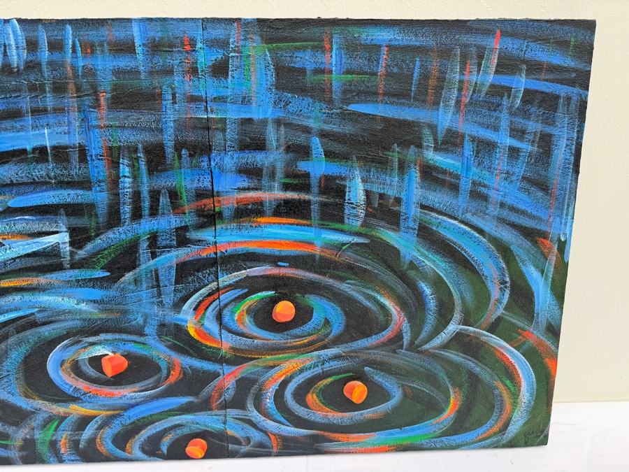 Gerrit Greve (1948-2024, Cardiff by the Sea, CA) Original Abstract Textured Ripples Diptych Mixed Media Acrylic Painting On Canvas Signed Front 4' X 30' Estimate $1,000-$2,000 [Photo 8]