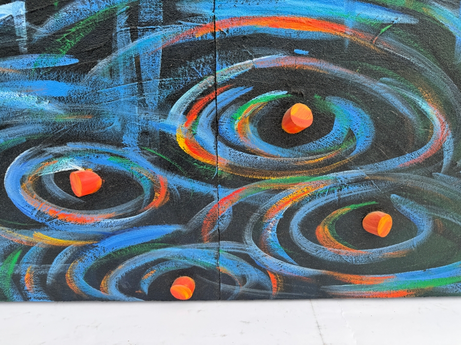 Gerrit Greve (1948-2024, Cardiff by the Sea, CA) Original Abstract Textured Ripples Diptych Mixed Media Acrylic Painting On Canvas Signed Front 4' X 30' Estimate $1,000-$2,000 [Photo 3]