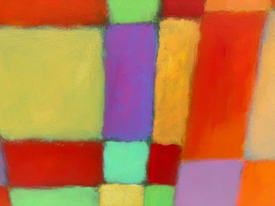 Gerrit Greve (1948-2024, Cardiff by the Sea, CA) Original Abstract Colorful Acrylic Painting On Canvas Signed Verso 40' X 30' Estimate $1,000-$2,000 [Photo 3]