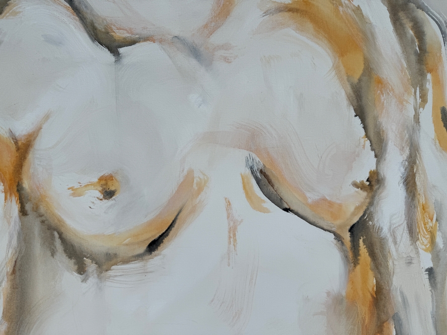 Gerrit Greve (1948-2024, Cardiff by the Sea, CA) Original Abstract Nude Woman Acrylic Painting On Canvas Signed Front 30' X 40' Estimate $1,000-$2,000 [Photo 3]