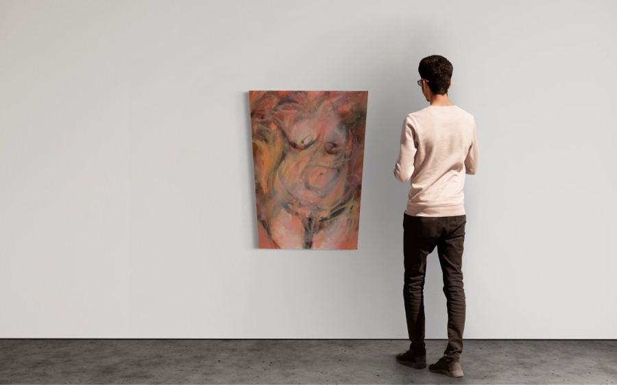 Gerrit Greve (1948-2024, Cardiff by the Sea, CA) Original Abstract Nude Woman Acrylic Painting On Canvas 2022 Signed Verso 30' X 40' Estimate $1,000-$2,000 [Photo 2]