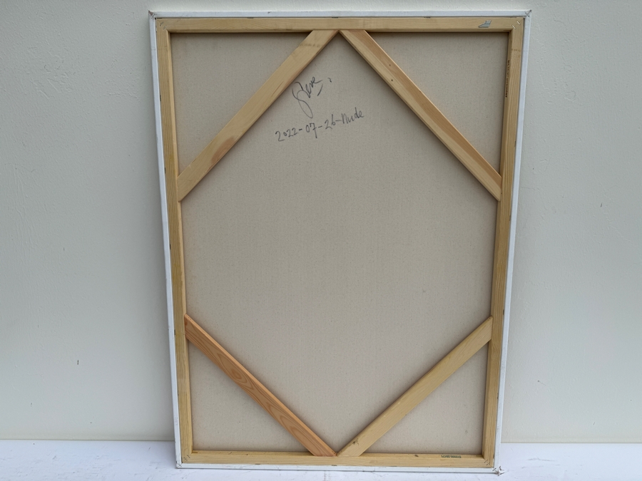 Gerrit Greve (1948-2024, Cardiff by the Sea, CA) Original Abstract Nude Woman Acrylic Painting On Canvas 2022 Signed Verso 30' X 40' Estimate $1,000-$2,000 [Photo 7]