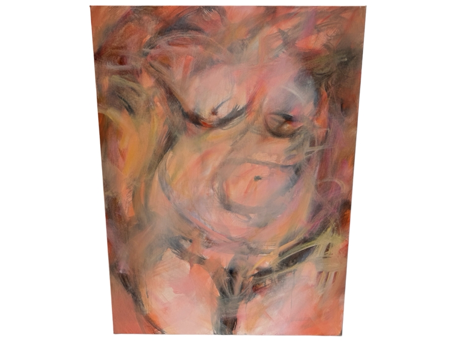 Gerrit Greve (1948-2024, Cardiff by the Sea, CA) Original Abstract Nude Woman Acrylic Painting On Canvas 2022 Signed Verso 30' X 40' Estimate $1,000-$2,000