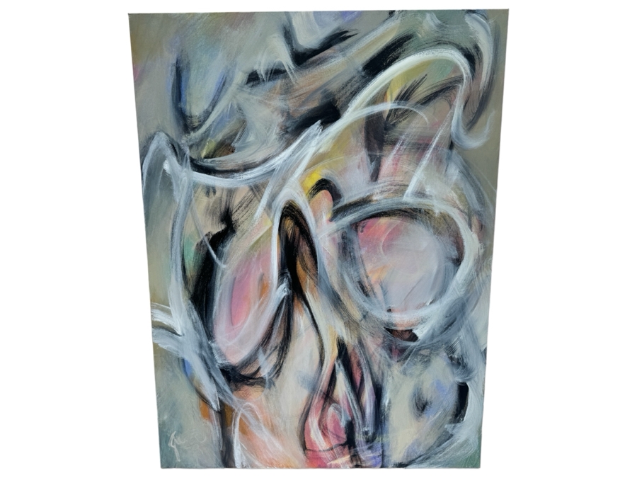Gerrit Greve (1948-2024, Cardiff by the Sea, CA) Original Abstract Nude Woman Acrylic Painting On Canvas 2022 Signed Verso 30' X 40' Estimate $1,000-$2,000