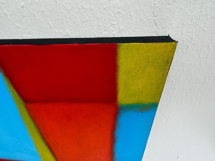 Gerrit Greve (1948-2024, Cardiff by the Sea, CA) Original Abstract Colorful Acrylic Painting On Canvas Titled 'Structure 04' 2006 Signed Verso 4' X 3' Estimate $1,500-$3,000 [Photo 6]