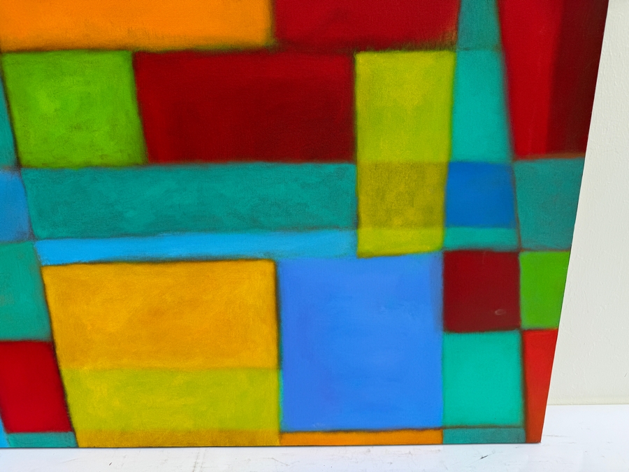 Gerrit Greve (1948-2024, Cardiff by the Sea, CA) Original Abstract Colorful Acrylic Painting On Canvas Titled 'Structure 04' 2006 Signed Verso 4' X 3' Estimate $1,500-$3,000 [Photo 5]