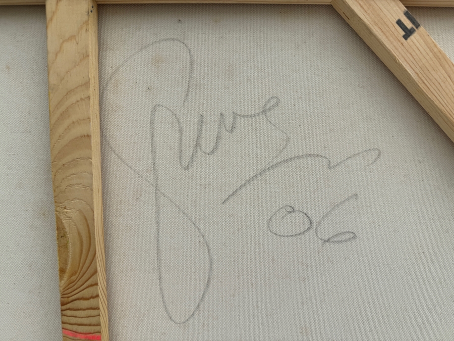 Gerrit Greve (1948-2024, Cardiff by the Sea, CA) Original Abstract Colorful Acrylic Painting On Canvas Titled 'Structure 04' 2006 Signed Verso 4' X 3' Estimate $1,500-$3,000 [Photo 8]