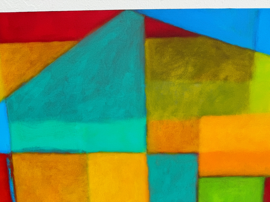 Gerrit Greve (1948-2024, Cardiff by the Sea, CA) Original Abstract Colorful Acrylic Painting On Canvas Titled 'Structure 04' 2006 Signed Verso 4' X 3' Estimate $1,500-$3,000 [Photo 3]