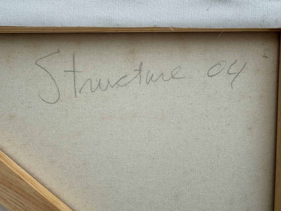 Gerrit Greve (1948-2024, Cardiff by the Sea, CA) Original Abstract Colorful Acrylic Painting On Canvas Titled 'Structure 04' 2006 Signed Verso 4' X 3' Estimate $1,500-$3,000 [Photo 9]