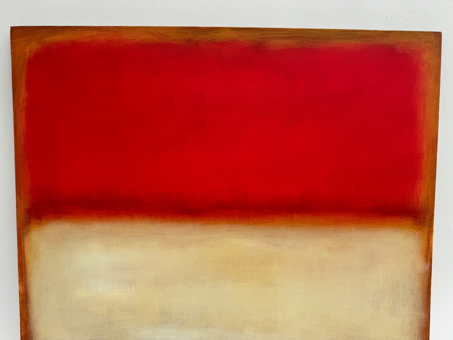 Gerrit Greve (1948-2024, Cardiff by the Sea, CA) Original Modernist Abstract Color Field Acrylic Painting On Canvas In Manner Of Mark Rothko 2011 Signed Verso 4' X 4' Estimate $1,500-$3,000 [Photo 5]