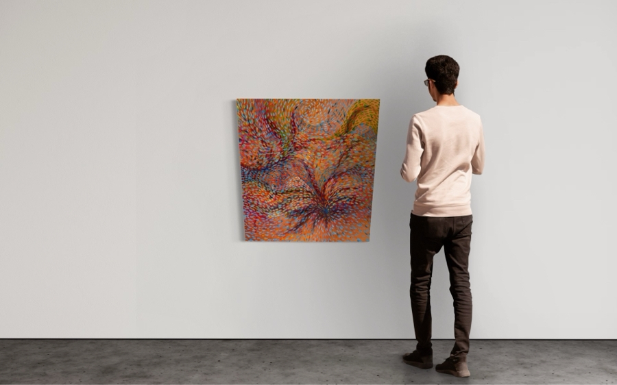 Gerrit Greve (1948-2024, Cardiff by the Sea, CA) Original Abstract Underwater Ocean Acrylic Painting On Canvas Titled 'Underwater 14' 2019 Signed Verso 3' X 3' Estimate $1,000-$2,000 [Photo 2]