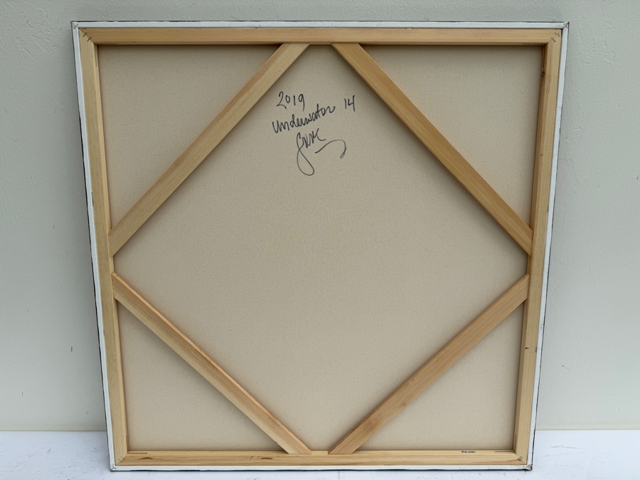 Gerrit Greve (1948-2024, Cardiff by the Sea, CA) Original Abstract Underwater Ocean Acrylic Painting On Canvas Titled 'Underwater 14' 2019 Signed Verso 3' X 3' Estimate $1,000-$2,000 [Photo 7]