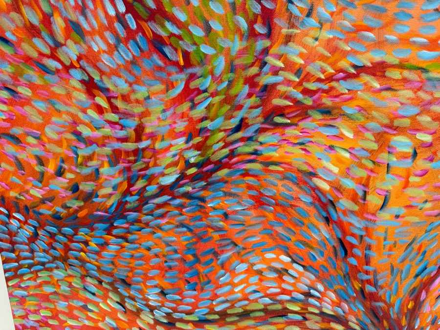 Gerrit Greve (1948-2024, Cardiff by the Sea, CA) Original Abstract Underwater Ocean Acrylic Painting On Canvas Titled 'Underwater 14' 2019 Signed Verso 3' X 3' Estimate $1,000-$2,000 [Photo 5]