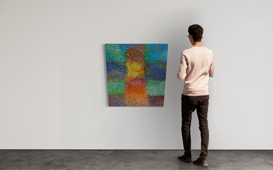 Gerrit Greve (1948-2024, Cardiff by the Sea, CA) Original Abstract Underwater Ocean Acrylic Painting On Canvas Titled 'Underwater 07' 2019 Signed Verso 3' X 3' Estimate $1,000-$2,000 [Photo 2]