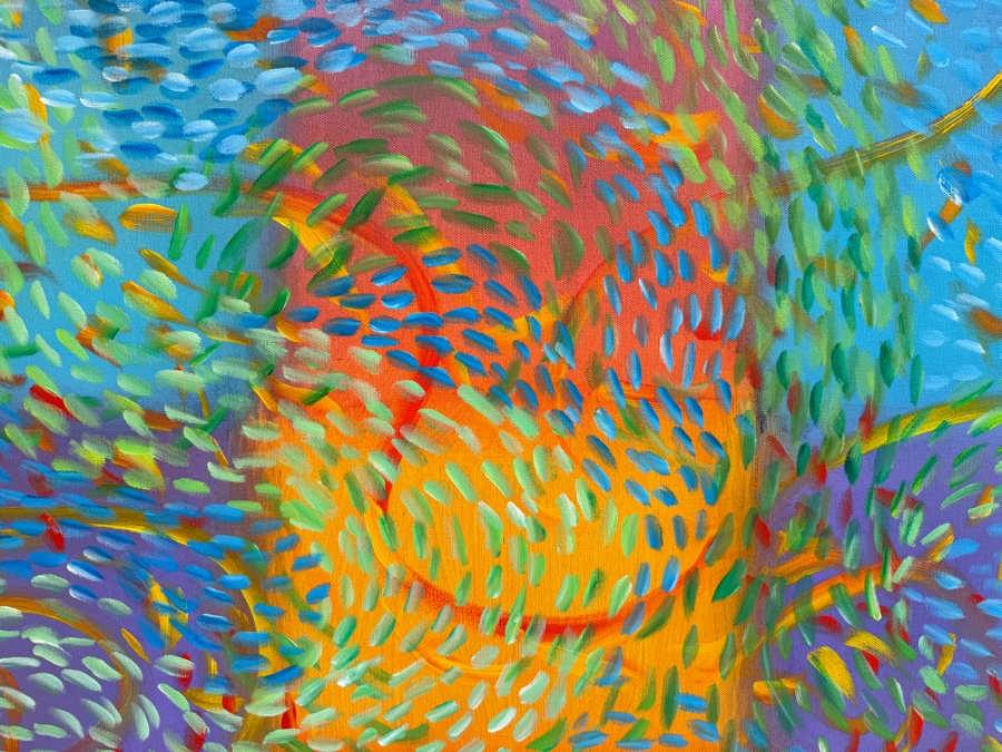 Gerrit Greve (1948-2024, Cardiff by the Sea, CA) Original Abstract Underwater Ocean Acrylic Painting On Canvas Titled 'Underwater 07' 2019 Signed Verso 3' X 3' Estimate $1,000-$2,000 [Photo 3]