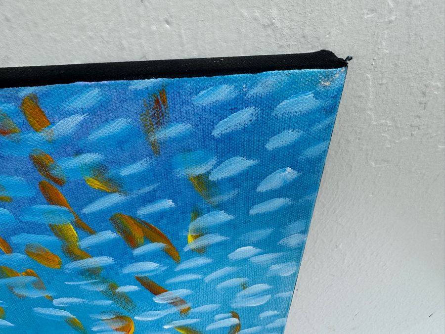 Gerrit Greve (1948-2024, Cardiff by the Sea, CA) Original Abstract Underwater Ocean Acrylic Painting On Canvas Titled 'Underwater 07' 2019 Signed Verso 3' X 3' Estimate $1,000-$2,000 [Photo 5]