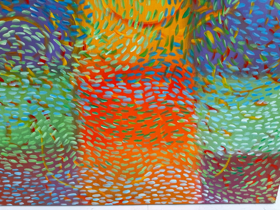 Gerrit Greve (1948-2024, Cardiff by the Sea, CA) Original Abstract Underwater Ocean Acrylic Painting On Canvas Titled 'Underwater 07' 2019 Signed Verso 3' X 3' Estimate $1,000-$2,000 [Photo 4]