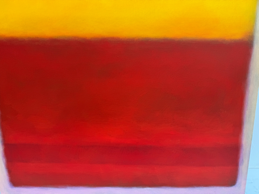 Gerrit Greve (1948-2024, Cardiff by the Sea, CA) Original Modernist Abstract Color Field Acrylic Painting On Canvas In Manner Of Mark Rothko 2004 Signed Verso 3' X 3' Estimate $1,000-$2,000 [Photo 5]