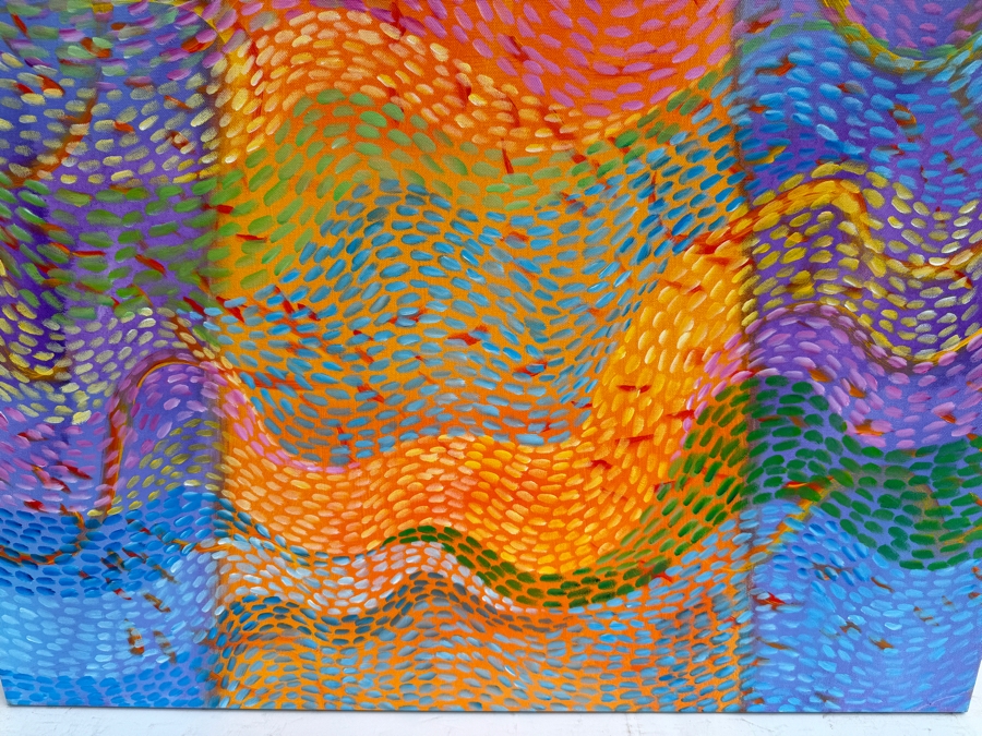 Gerrit Greve (1948-2024, Cardiff by the Sea, CA) Original Abstract Colorful Underwater Ocean Acrylic Painting On Canvas Titled 'Underwater 13' 2019 Signed Verso 36' X 36' Estimate $1,000-$2,000 [Photo 4]