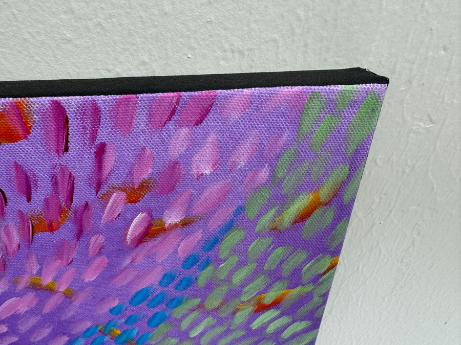 Gerrit Greve (1948-2024, Cardiff by the Sea, CA) Original Abstract Colorful Underwater Ocean Acrylic Painting On Canvas Titled 'Underwater 13' 2019 Signed Verso 36' X 36' Estimate $1,000-$2,000 [Photo 6]