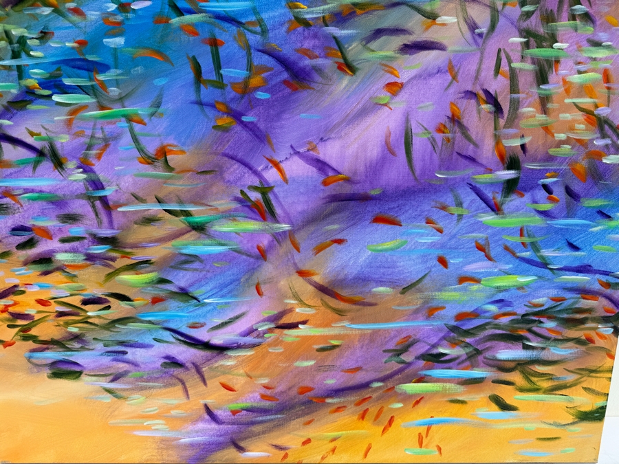 Gerrit Greve (1948-2024, Cardiff by the Sea, CA) Original Abstract Colorful Underwater Ocean Acrylic Painting On Canvas Titled 'Underwater 01' 2019 Signed Verso 36' X 36' Estimate $1,000-$2,000 [Photo 4]