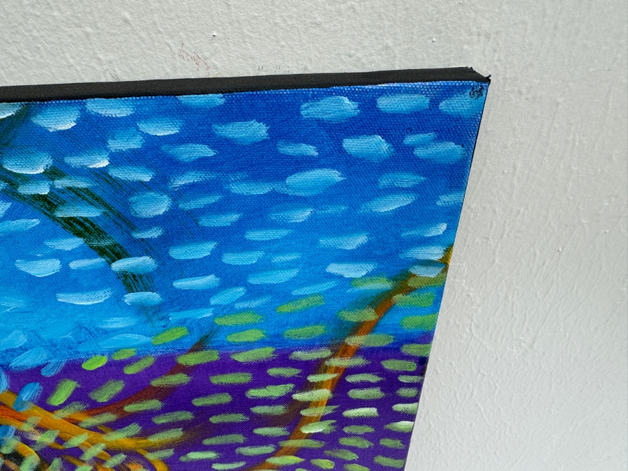 Gerrit Greve (1948-2024, Cardiff by the Sea, CA) Original Abstract Colorful Underwater Ocean Acrylic Painting On Canvas Titled 'Underwater 17' 2019 Signed Verso 36' X 36' Estimate $1,000-$2,000 [Photo 5]