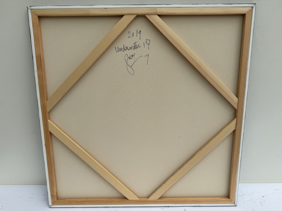 Gerrit Greve (1948-2024, Cardiff by the Sea, CA) Original Abstract Colorful Underwater Ocean Acrylic Painting On Canvas Titled 'Underwater 17' 2019 Signed Verso 36' X 36' Estimate $1,000-$2,000 [Photo 6]