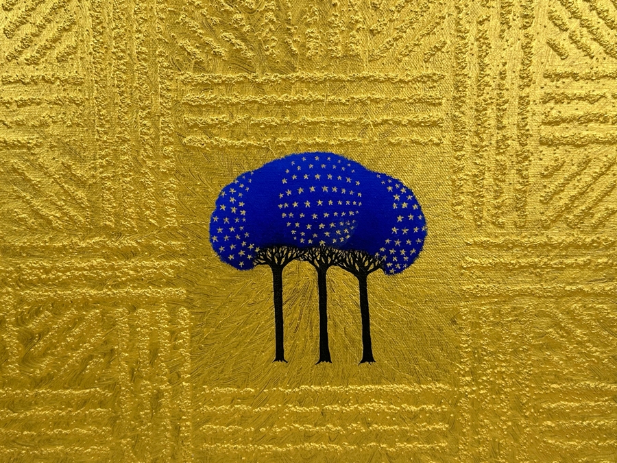 Gerrit Greve (1948-2024, Cardiff by the Sea, CA) Original Mixed Media Icon Series Acrylic Painting On Canvas Titled 'Royal Trinitree' 2003 Signed Verso 16' X 20' Estimate $1,000-$2,000 [Photo 2]